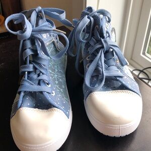 Unbranded blue polka dot canvas lace up shoes size 37